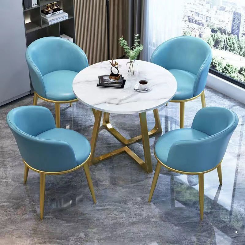 Nordic light luxury negotiation table and chair set, balcony leisure table and chair set, small coffee table, casual reception, modern minimalist small round table