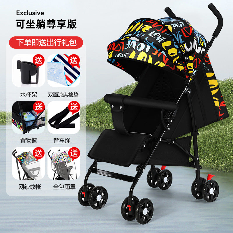 Baby stroller lightweight foldable umbrella stroller reclining seat summer travel pram for infants and toddlers