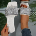Plus size women's summer sandals & slippers -  new collection: bowknot rhinestone flat slide sandals - ready to ship