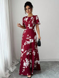 women's mid-length printed pullover dress - new summer floral elegant maxi dress