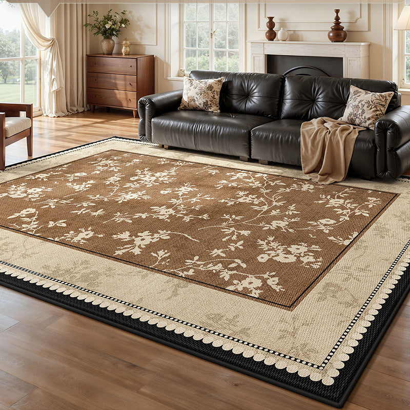 Carpet living room french retro medieval style ice silk mat carpet no-wash and wipeable sofa coffee table floor mat