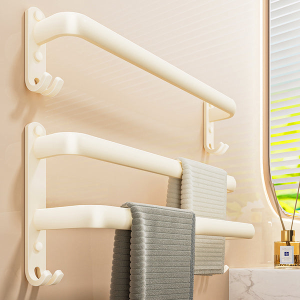 Cream wind towel rack, toilet non-punching space + bathroom wall hanging multi-layer towel bar, bath towel storage rack
