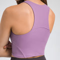Super factory oem odm quality assurance pull up round neck tie chest pad yoga vest nude high elastic tops