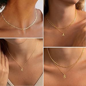 Amazon cross-border new 18k gold 26 letter pendant necklace fashionable exquisite layered choker chain two-piece set for women
