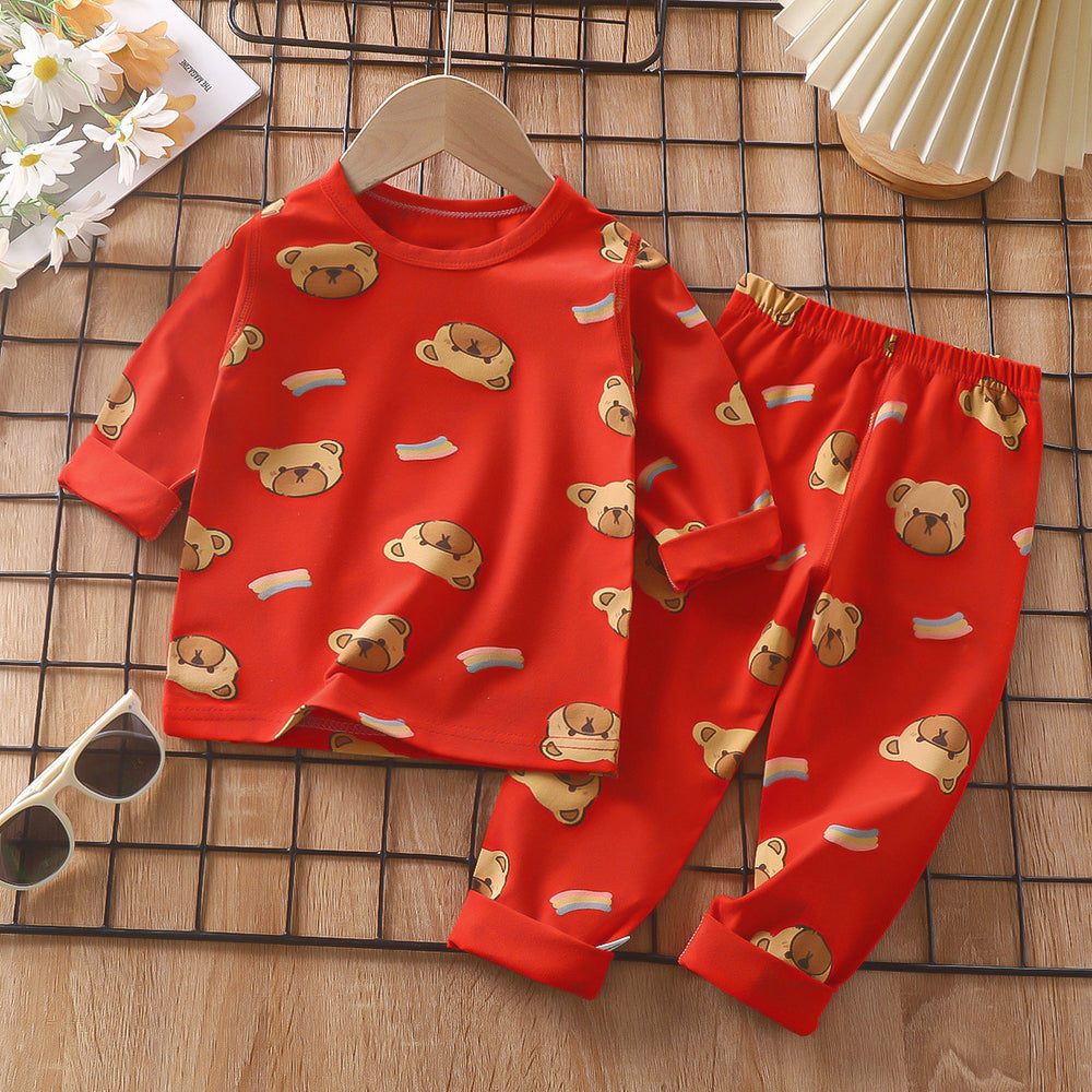 Kids' pajama set spring lycra cotton baby underwear boys' loungewear girls' thermal underwear children's clothing wholesale
