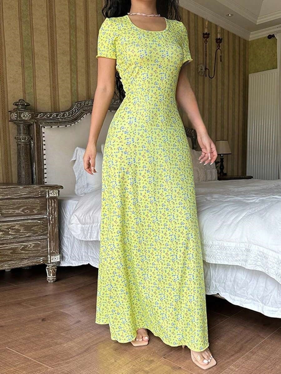 Women's apparel: hot-selling styles for cross-border e-commerce on , tiktok shop, and  - new fashionable printed u-neck back-tie dresses for summer