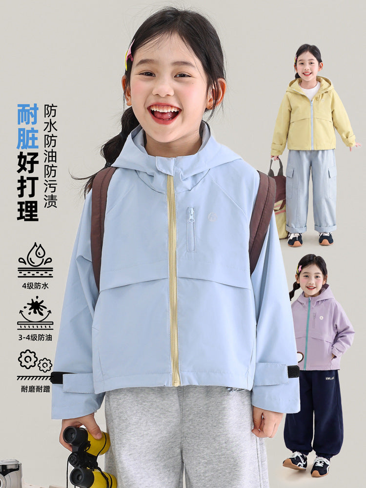 【factory wholesale】girls' outdoor windproof jacket - new autumn collection, kids' hooded outerwear for toddlers and young children - wholesale