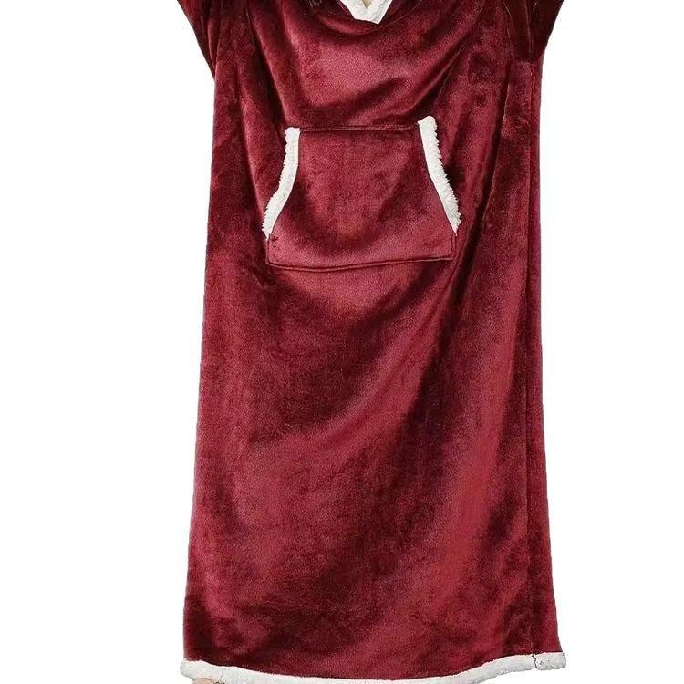 Pullover fleece pajamas heattech tv blanket outdoor cold-proof nightgown couple's outfit sweatshirt fleece heattech clothing