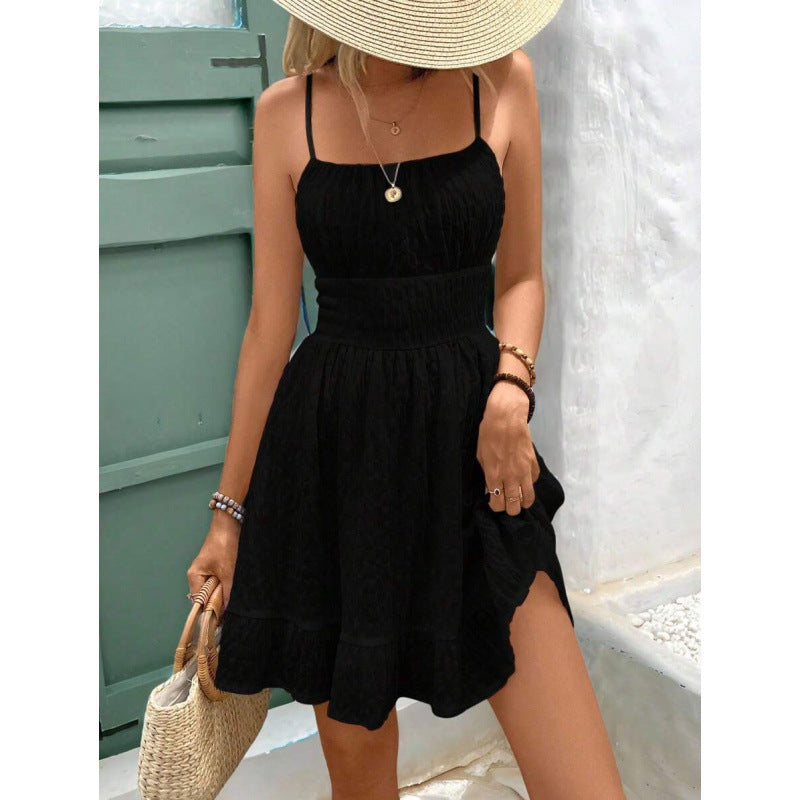 fashion:  summer new arrival - european & american style ruffle trim, slim-fit, figure-flattering cami dress for women