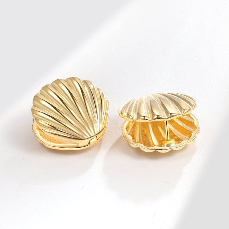 Hot-selling new ocean shell texture earrings for women, niche design, high-end, minimalist, and trendy stud earrings