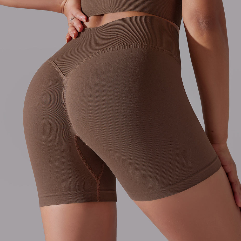 European and american high-waisted butt-lifting seamless quick-dry breathable yoga workout shorts for women - running, training, and fitness