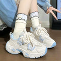 Girls' white sneakers -  new summer collection - kids' athletic dad shoes - breathable mesh - versatile running shoes for girls