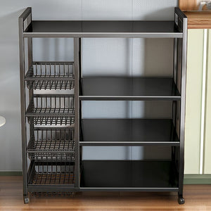 Kitchen shelf storage rack floor-standing multi-layer movable storage rack multi-functional punch-free storage rack thickened shelf