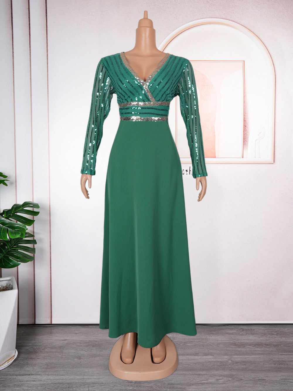 Fashion cross-border export  dress african plus size women's clothing autumnew arrival lace patchwork sequined long skirt