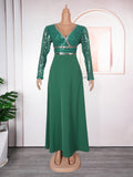 Fashion cross-border export  dress african plus size women's clothing autumnew arrival lace patchwork sequined long skirt