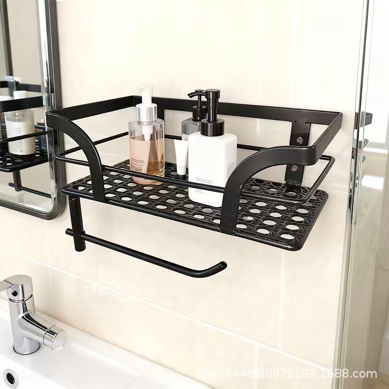 Wrought iron bathroom wall-mounted multi-functional storage rack - tissue, plant, and organizer shelf for toilet area