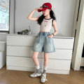 Girls' beaded denim shorts - stylish summer outfit for older kids & toddlers - lightweight, breathable, and versatile hot pants