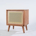 Nordic solid wood bedside table, kids' japanese-style rattan woven robot bedroom storage cabinet, mini simple drawer for small apartments
