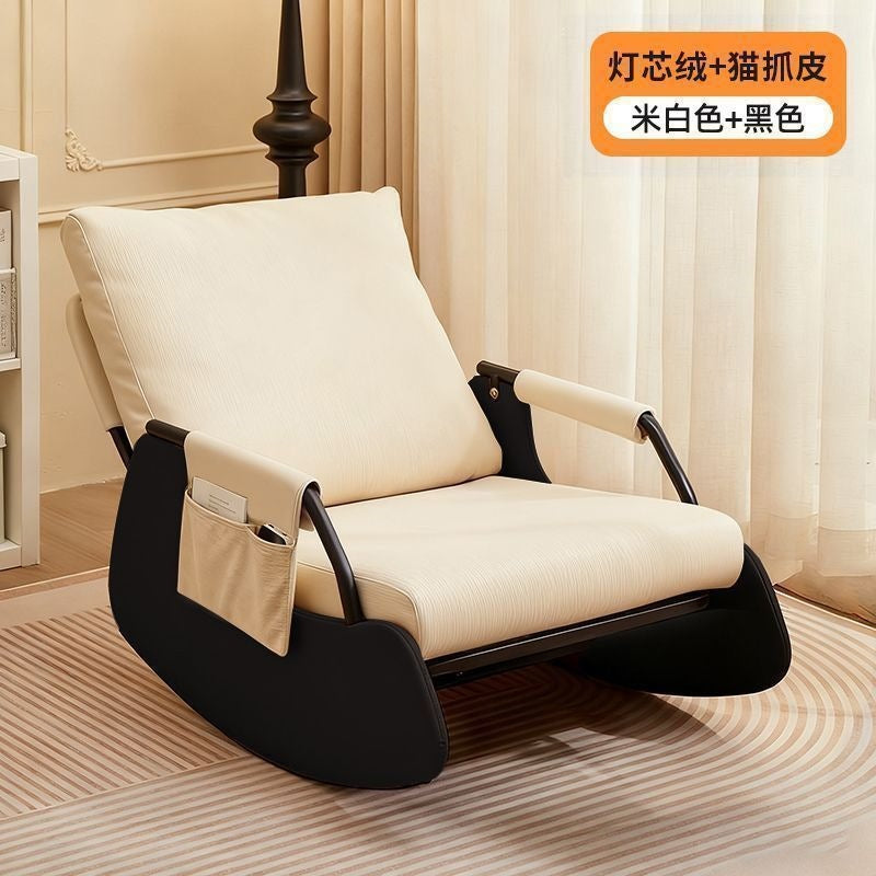 Scandinavian style casual chair rocking chair balcony plaid lazy sofa chair single courtyard living room bedroom nap chair