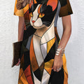 wholesale women's short-sleeved dresses, fashionable women's dresses for spring, summer, and autumn, new cross-border printed designs