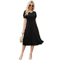 spring/summer cross-border fashion: european & american  style - flowy, casual, bubble short sleeve flared hem dress