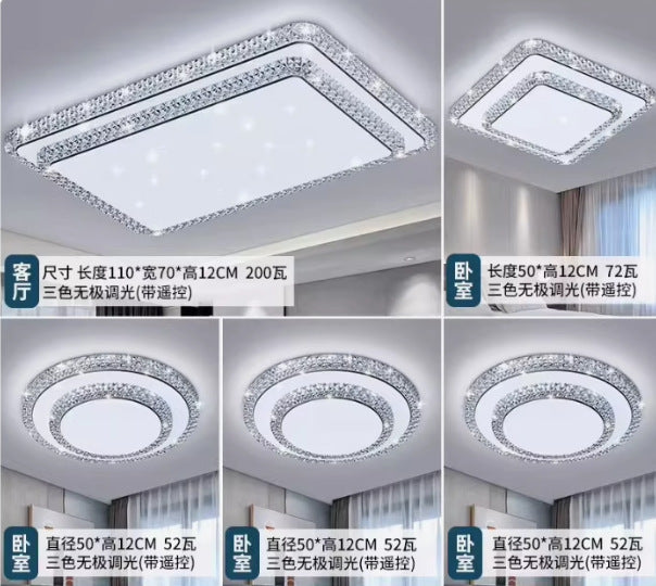 2024 New Living Room Light Modern Simple Atmosphere Master Bedroom Crystal Ceiling Light Whole House Lighting Package Combination