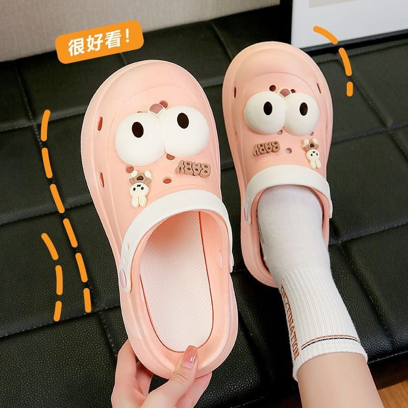 2024diy cartoon color matching clogs women's summer thick sole stepping on shit feeling outweareasiest for matchcasual toe-cap half drag sandals