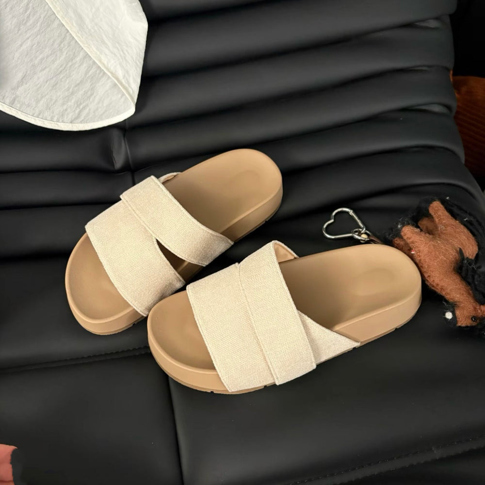 Minimalist chic platform thong sandals - women's 2026 summer new arrivals - outdoor wear, criss-cross strap, slip-on sandals