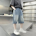 Kids' summer denim shorts - 7/8 length,  new collection, denim summer outfit for mid-to-large children, cool boys' clothing