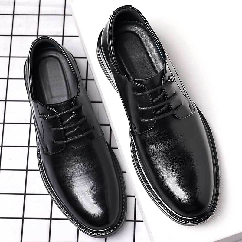 Men's leather dress shoes - soft leather, soft sole - live stream, business formal, youth casual, groomsmen, wedding shoes