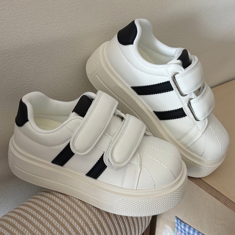 Shell toe thick sole sneakers women's velcro white shoes casual shoes women's shoes 2026new arrivalspring height increasing german training shoes