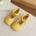 Kids sandals summer new arrival baby baotou pure color princess shoes girls woven cut out soft bottomnon-slip toddler shoes