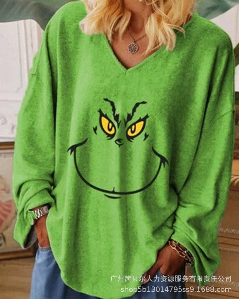 Europe, America,  ,  women's new hot-selling Christmas printed pullover long-sleeved top