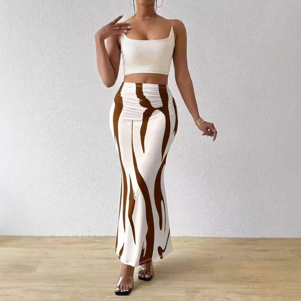 cross-border fashion zebra print slimming & lengthening bestselling high-waisted fishtail pencil mini dress