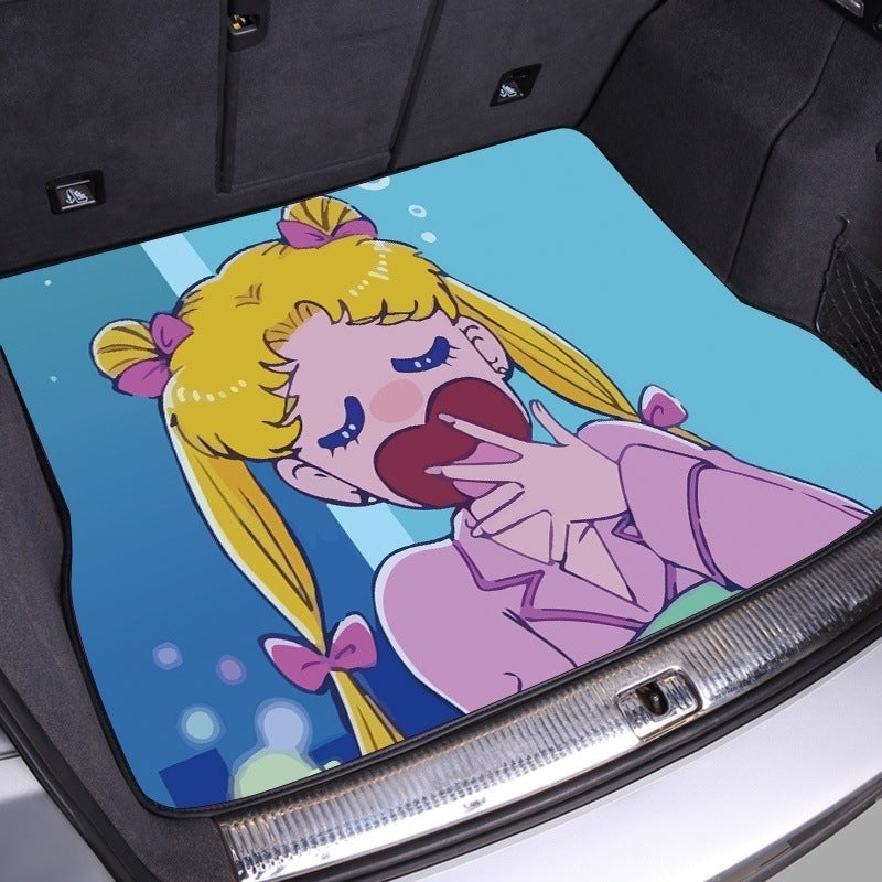 Cartoon car trunk pad Lynk 06 Suiteng Elantra Civic Qashqai tail box pad Accord car pole krypton