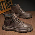 Soft sole 2025 spring new martin boots retro men's shoes work high-top leather shoes non-slip work boots casual ankle boots
