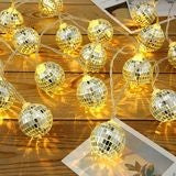 Mirror ball light string led disco ball color light flash light string glass piece Christmas decorative light European and American string light wholesale