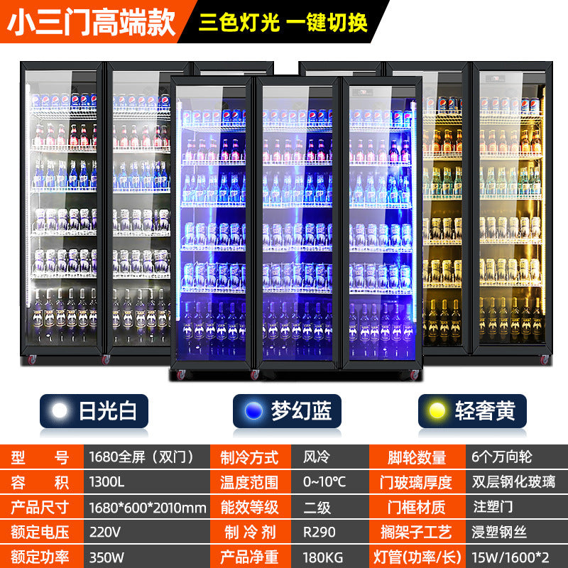 Large single door beer cabinet bar refrigerated display cabinet commercial refrigerator supermarket fresh-keeping cabinet freezer beverage cabinet quick cooling