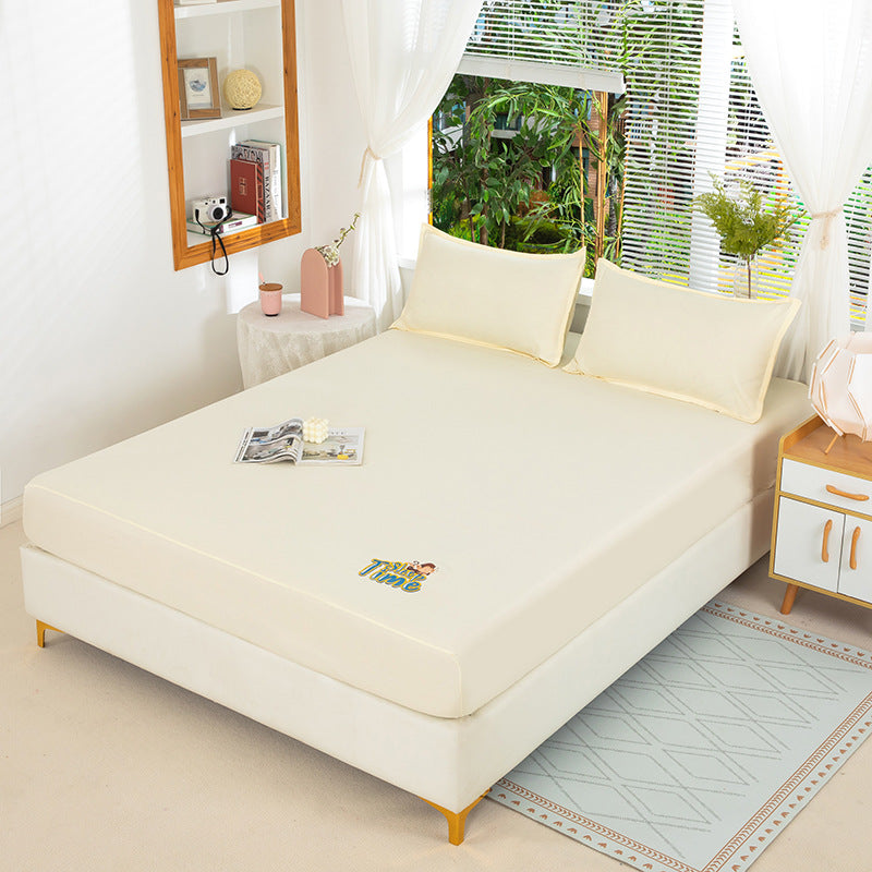 Bed sheets single piece fitted sheet all-inclusive bed cover mattress protector washed cotton summer maternal and infant washed cotton fitted sheet three-piece set