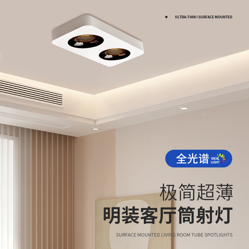 Ultra-thin surface-mounted single-head, double-head, three-head, no ceiling, no main light, casual living room, bedroom, ceiling-mounted anti-glare downlight