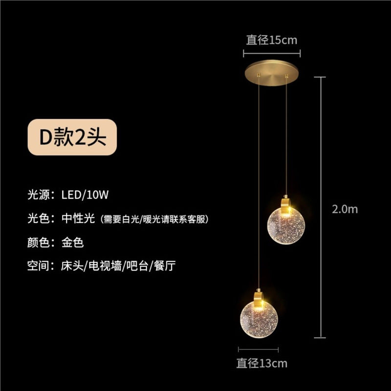 Gold powder water drop bedside small chandelier accessible luxury normcore tv background wall window bar crystal chandelier