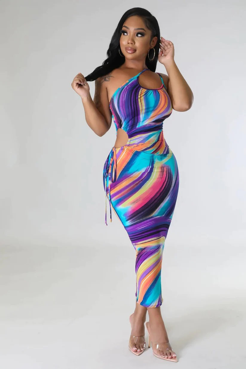 european and american cross-border  summer printed sleeveless cutout backless halter sundress