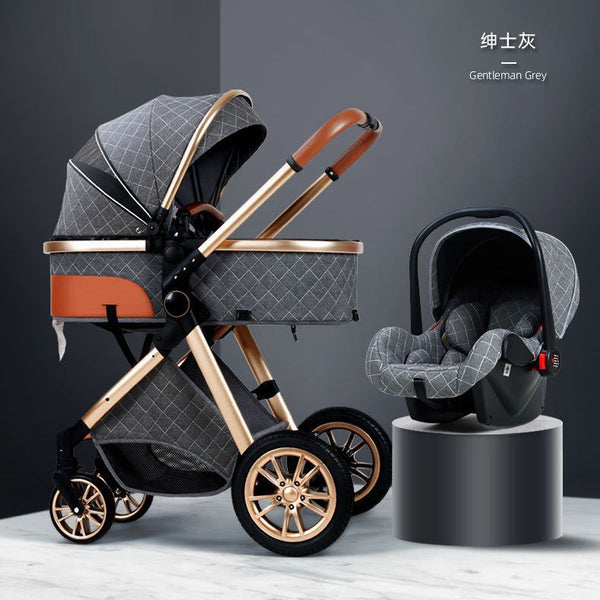 Baby stroller can sit and lie down, lightweight folding high landscape four-wheel shock absorption two-way newborn children baby stroller