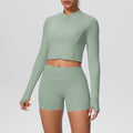 Cloud-feel outerwear short zip-up jacket with butt-lifting pocket shorts, a form-fitting activewear yoga set for women, perfect for running and fitness