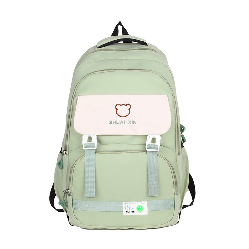 Small fresh new contrasting color female Korean version backpack casual large capacity primary and secondary school student schoolbag simple travel backpack