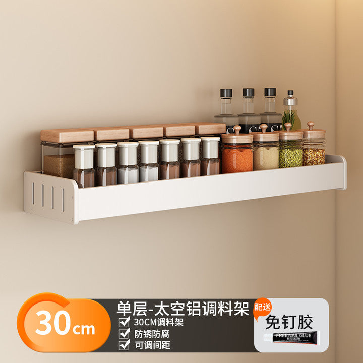 White Kitchen Shelf No Punching Wall Hanging Knife Holder Seasoning Household Multifunctional Cutting Board Wall Storage Rack