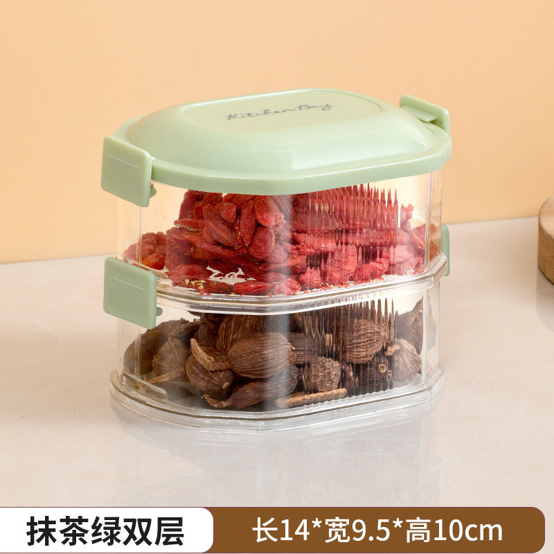 Kitchen spice organizer, stackable food storage containers for scallions, ginger, and garlic, food-grade spice dispenser