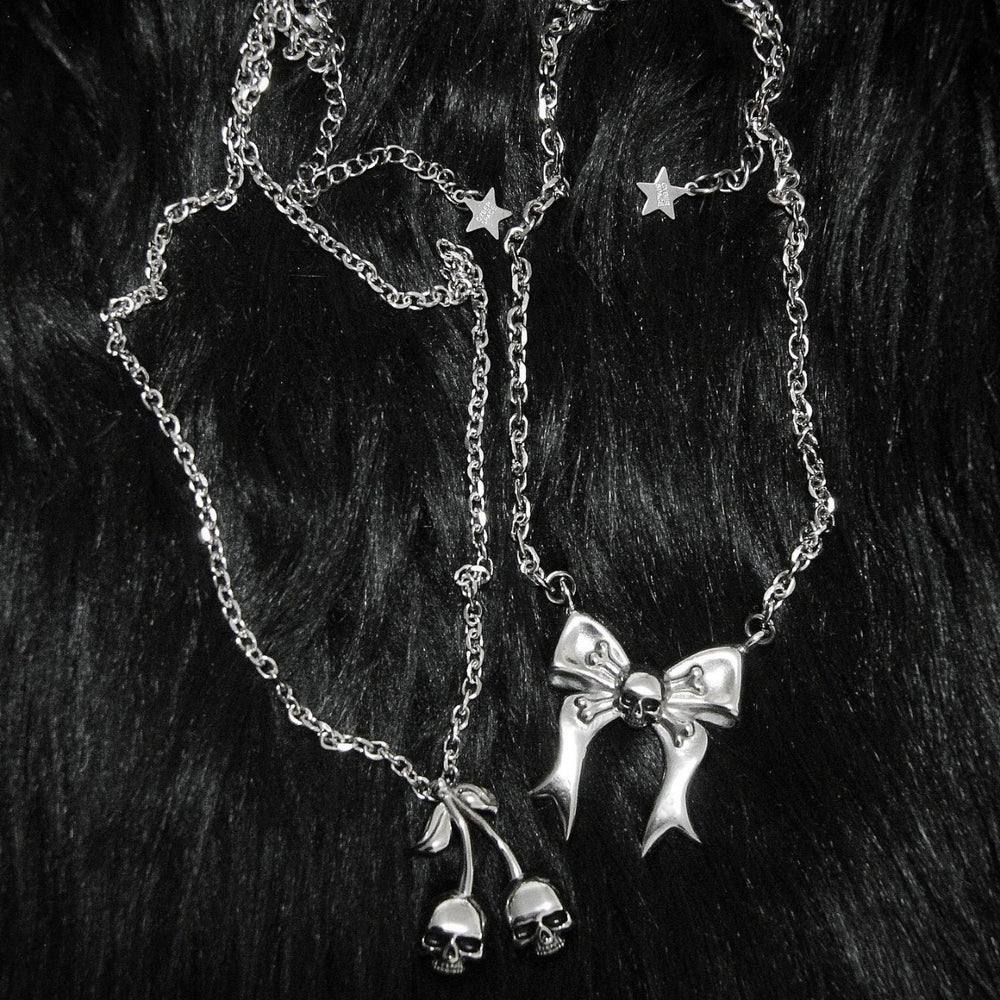 Halloween necklace wholesale fashion cross-border jewelry exaggerated sense of design bows skull dark style clavicle chain