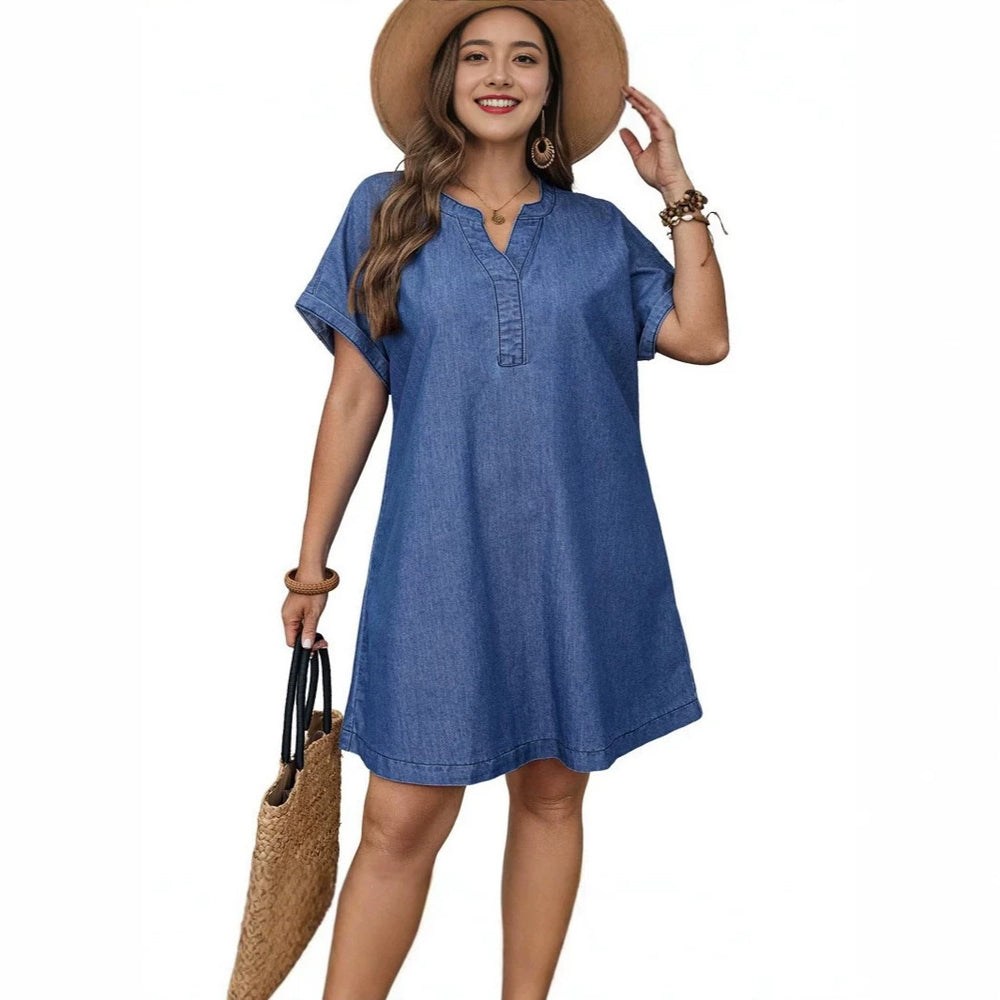 casual fashion trendy cross-border european and american  summer new plus size v-neck women's dress