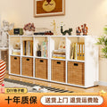 Modular grid storage cabinet - freestanding or wall-mounted, steel bookcase for home, kids' picture books, minimalist storage